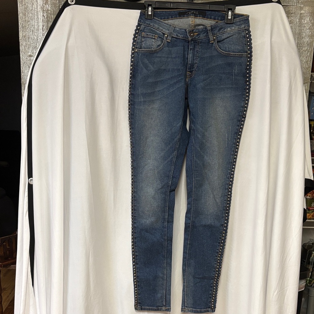 PZI Women's Studded Skinny Jeans - Blue